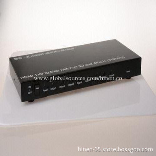 HDMI 1X8 Splitter with Full 3D and 4Kx2K (340MHz), Supports Highest Video Resolution 1,080P